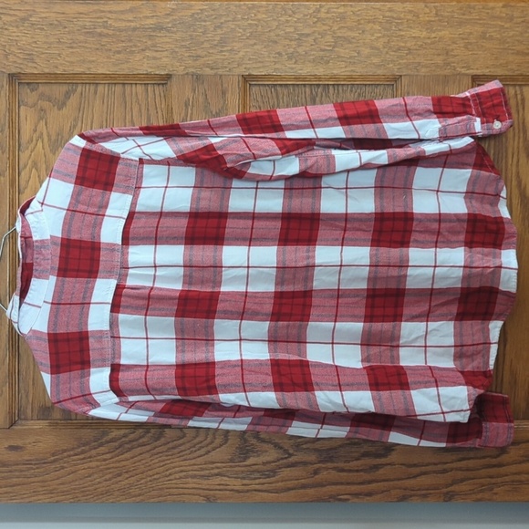 Universal Thread Red and White Plaid Button Down Pocketed Long Sleeve Shirt L - Picture 2 of 7